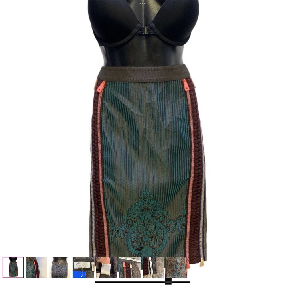 Byron Lars Rich Red Jacket, a skirt and a ruched sheer top. - Picture 7 of 12